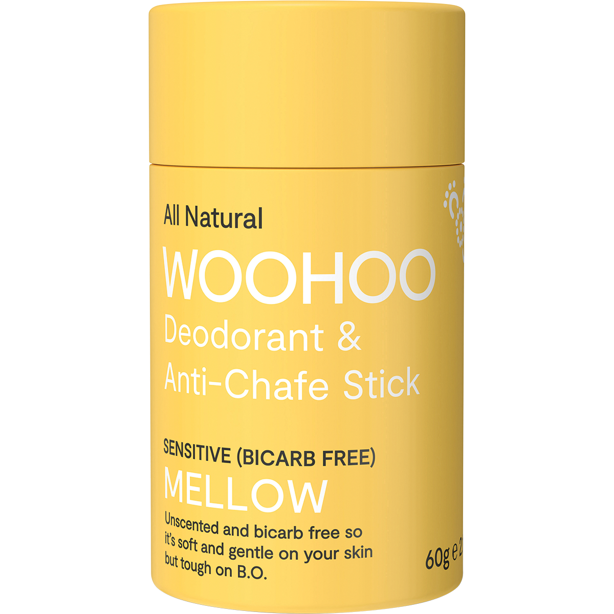 Woohoo Natural Deodorant & Anti-Chafe Stick Mellow (Sensitive) 60g