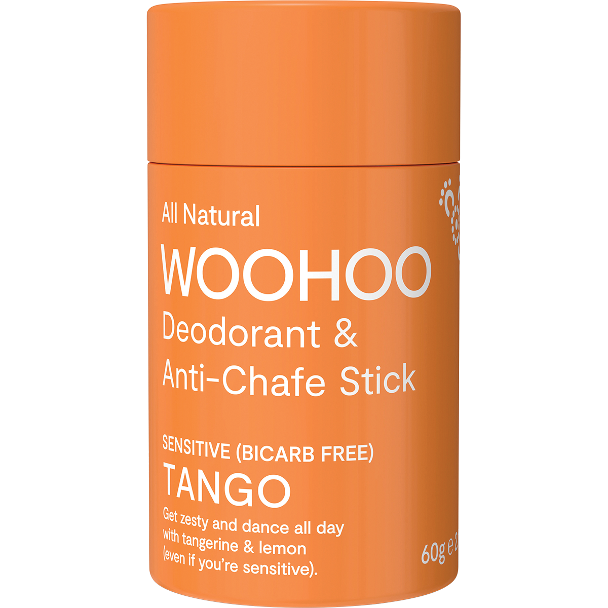 Woohoo Natural Deodorant & Anti-Chafe Stick Tango (Sensitive Bicarb Free) 60g