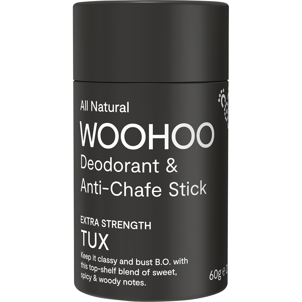 Woohoo Natural Deodorant & Anti-Chafe Stick Tux (Extra Strength) 60g