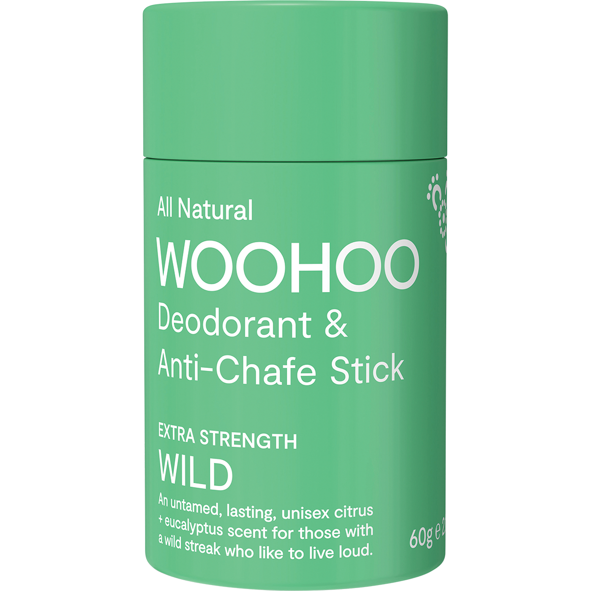 Woohoo Natural Deodorant & Anti-Chafe Stick Wild (Ultra Strength Unisex) 60g