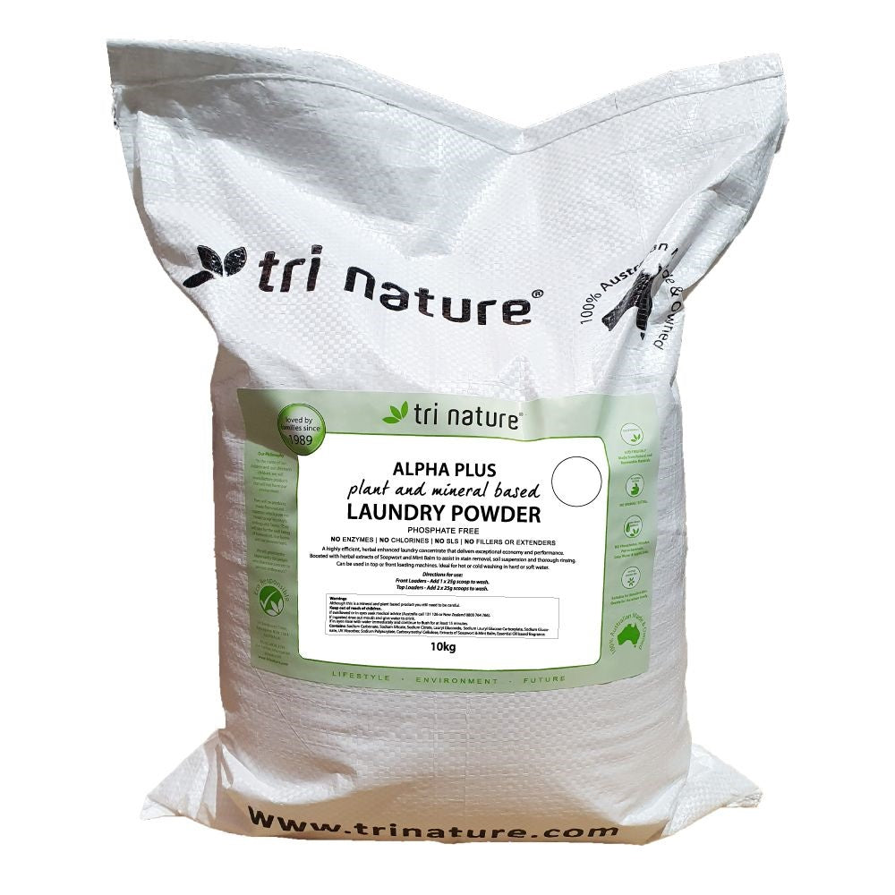 Tri Nature Alpha Plus Laundry Powder - 10kg  BULK Soft Pack